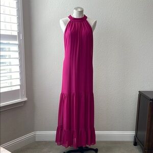 Elegant Pink Halter Dress